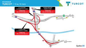 Projet Turcot - Fermeture de l'autoroute 15 sud durant la fin de semaine du 13 mars 2020