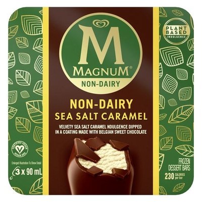 Magnum® Non-Dairy Sea Salt Caramel features a velvety non-dairy sea salt caramel base coated in a cracking non-dairy chocolate shell.