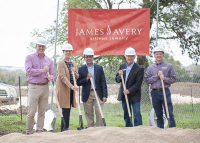 Photo Caption: (L-R): James Avery Artisan Jewelry CEO John McCullough, Vice President of Store Operations Marilyn Price, Chief Information Officer Harsha Bellur, Vice President of Architectural Design Howell Ridout and COO/CFO Paul Zipp were on hand Tuesday, March 10 as the company broke ground on their new regional offices in Cedar Park, Texas. The Artisan at James Avery Plaza will house nearly 100 James Avery information technology, retail operations, human resources and customer service cente