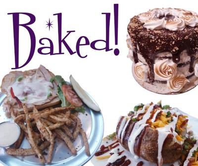 Baked! Logo and menu items