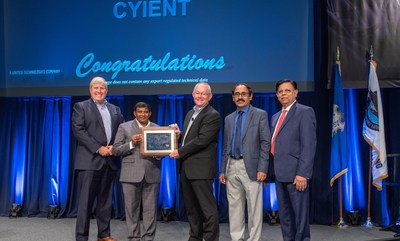 Cyient officials receiving the award from Pratt and Whitney team