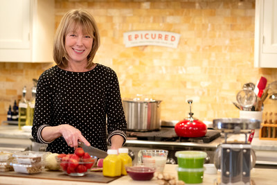 World-renowned registered dietitian Kate Scarlata cooking at the Epicured Test Kitchen.