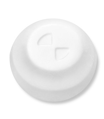 NURTEC&trade; ODT zoom in showing one individual quick-dissolving tablet (not actual size)