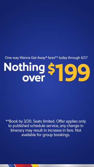 Southwest Airlines Last-Minute Wanna Get Away Fares $199 Or Less
