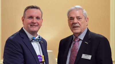 AECT President and Professor at the University of South Carolina Michael Grant (left) and AECT Executive Director Phillip Harris (right).