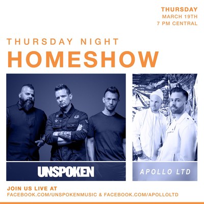 Join Unspoken and Apollo LTD for "Thursday Night Homeshow," a Facebook Live event on March 19.
