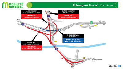 changeur Turcot, fin de semaine du 20 mars (Groupe CNW/Ministre des Transports)