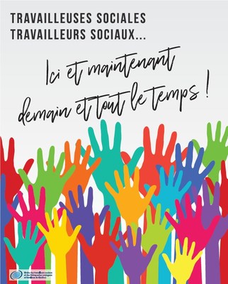 Affiche officielle de la Semaine des travailleuses sociales et des travailleurs sociaux du Qubec, qui se droule du 22 au 28 mars 2020. (Groupe CNW/Ordre des travailleurs sociaux et des thrapeutes conjugaux et familiaux du Qubec)
