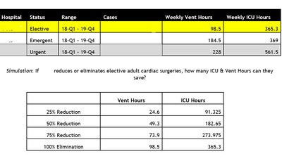 Ventilator and ICU bed analysis of one facility.