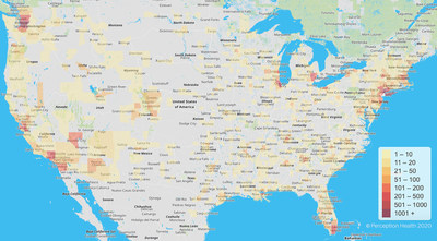 Perception Health's Current Map of Reported U.S. Cases of the COVID-19 Coronavirus by County, updated daily at https://go.perceptionhealth.com/covid19