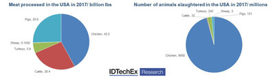 The meat industry is huge and unsustainable, data from the IDTechEx report 