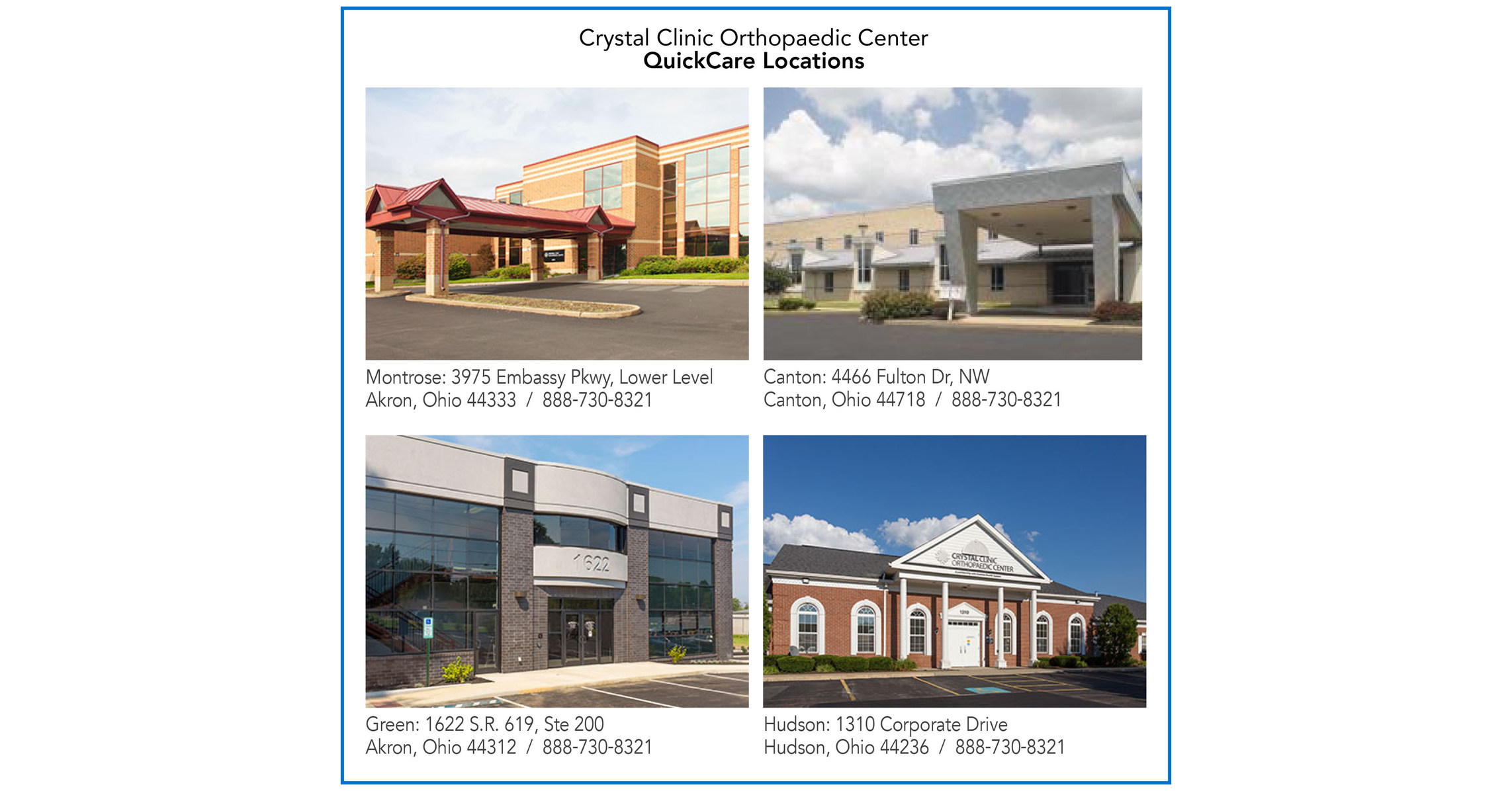 Crystal Clinic QuickCare Dedicated To Orthopaedic Injuries, A More