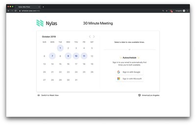 Nylas Scheduler includes a front-end, feature-rich calendar UI  so providers can offer scheduling features in their applications and websites with minimal time and effort.