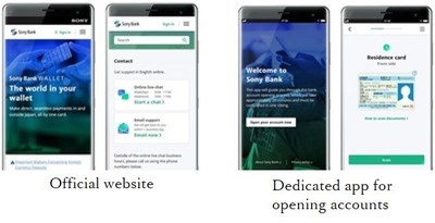 English online banking Screen Image Official website (left) and dedicated app for opening accounts (right)