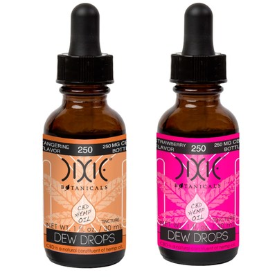 Dixie Botanicals Dew Drops CBD Oil Tinctures in New Strawberry and Tangerine Flavors