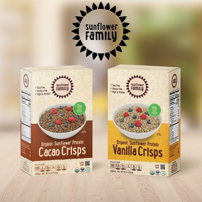 SunflowerFamily Organic Sunflower Protein Cereal Crisps are available on www.sunflowerfamily.us and Amazon.
