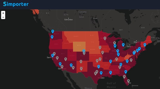 Simporter Demand Surges Trackable by US City