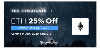 Crypto.com Exchange to offer ETH at 25% OFF with a $250,000 USD allocation for CRO stakers (PRNewsfoto/Crypto.com)