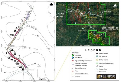 Figure 1- Location – Underground Workings – Channel Sampling San Juan Vein (CNW Group/GR Silver Mining Ltd.)