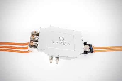 Karma Automotive's new traction inverter uses Silicon Carbide Semiconductors (SiC) to deliver high efficiency and performance enhancement for Karma and partnered electric vehicles. The flexible architecture design in the 400V and 800V systems can be customized to fit various vehicle platforms.