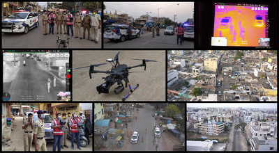 Cyient deployed Drones for Cyberabad Police department to monitor the people movement during COVID-19 lockdown in Hyderabad, India