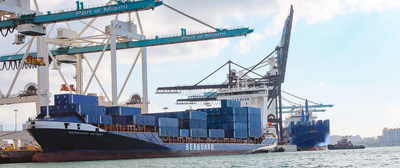 PortMiami has three cargo terminals with Seaboard Marine exclusively operating an 87-acre facility. The Seaboard Marine facility at PortMiami has remained fully operational and open, pictured here unloading critical commodities during the COVID-19 situation.