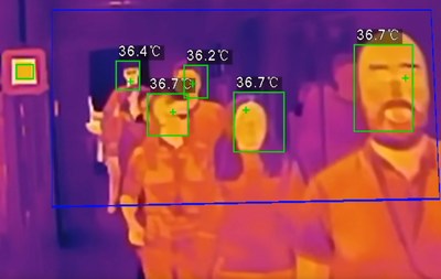 By scanning people quickly and without contact, this body temperature scanning camera can speed up lines at factories and grocery stores while still helping to identify people with symptoms of viruses and helping to stop the spread.