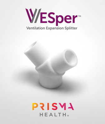 The VESper(TM) Ventilator Expansion Splitter is authorized for emergency use only to allow a single ventilator to be fitted with the Ventilator Splitter to be used for two rescuable patients for ventilatory support during the COVID-19 pandemic until individual ventilators are available. Photo credit: Prisma Health