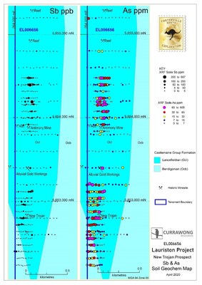 Figure 3: New Trojan Prospect XRF Soil Map (CNW Group/Fosterville South Exploration Ltd.)
