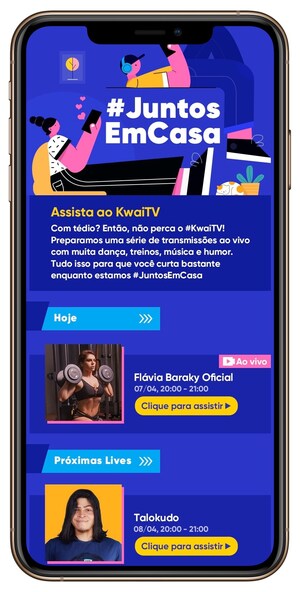 Aplicativo Kwai inicia programação especial de lives com convidados