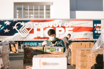 Convoy of Hope delivers meals across the United States to distribute to community organizations and churches to help feed people during this great time of need. Multiple trucks leave Convoy of Hope's World Distribution Center daily, delivering hope to vulnerable communities. (PRNewsfoto/Convoy of Hope)