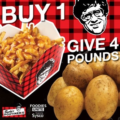 Smoke’s Poutinerie and Sysco Canada Foodies Unite donate four pounds of potatoes for every one poutine sold! (CNW Group/Sysco Canada)