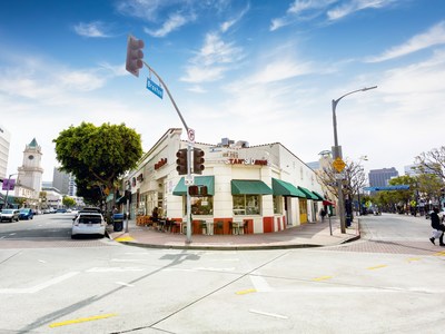 The former location of Stan's Donuts at 10948 Weyburn Ave in Los Angeles, California.