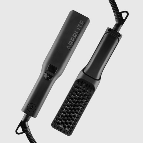 A heated straightening device designed to tame an unruly beard and make it look fuller, softer, and neater in two minutes.