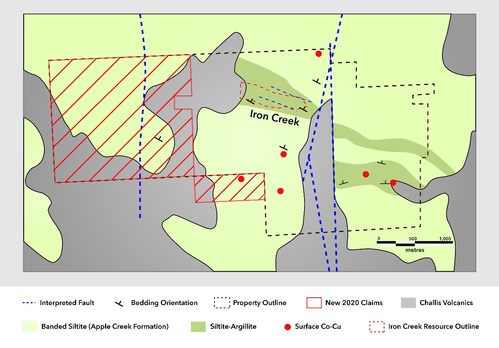 Figure 1. New claims relative to existing property. Simplified bedrock geology based on field mapping. (CNW Group/First Cobalt Corp.) Figure 1. New claims relative to existing property. Simplified bedrock geology based on field mapping. (CNW Group/First Cobalt Corp.)