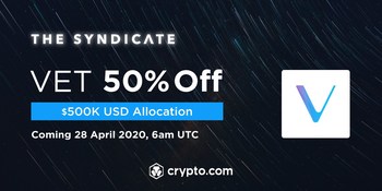 Crypto.com Exchange to offer VET at 50% OFF with a $500,000 USD allocation for CRO stakers. (PRNewsfoto/Crypto.com)