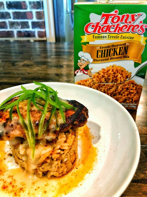 This amazing meal by Chef Ryan Andre with tender and juicy blackened chicken over Tony Chachere's Roasted Chicken Rice Mix is just what you've been craving for your next dinner at home.