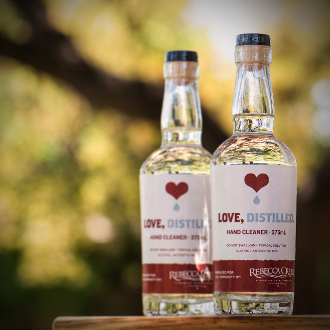 Love, Distilled Hand Cleaner by Rebecca Creek Distillery