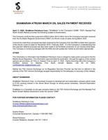 ShaMaran Atrush March Oil Sales Payment Received (CNW Group/ShaMaran Petroleum Corp.)