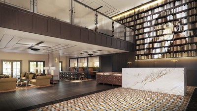 Capturing the spirit of Purdue’s innovations, the lobby will undergo the most significant transformation where guests will be treated to a grand entrance in a modern loft-like feel created by removing several guest rooms above the existing space. (PRNewsfoto/White Lodging)