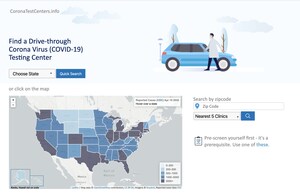 Drive-Through Coronavirus Testing Finder - CoronaTestCenters.info - Launched