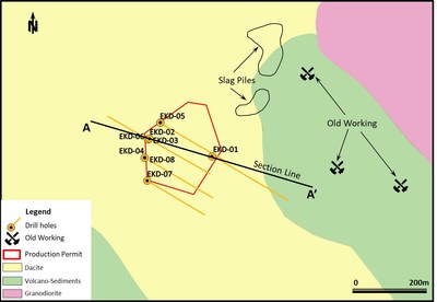 Figure 2. Copper Hill simplified geology map and drill locations. (CNW Group/Alacer Gold Corp.)