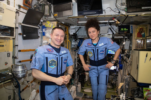 The NASA & TI Codes Contest challenges middle and high school students to improve a process or product on the International Space Station. Pictured are Expedition 62 Flight Engineers Andrew Morgan and Jessica Meir inside the International Space Station's Zvezda service module. Photo Credit: NASA