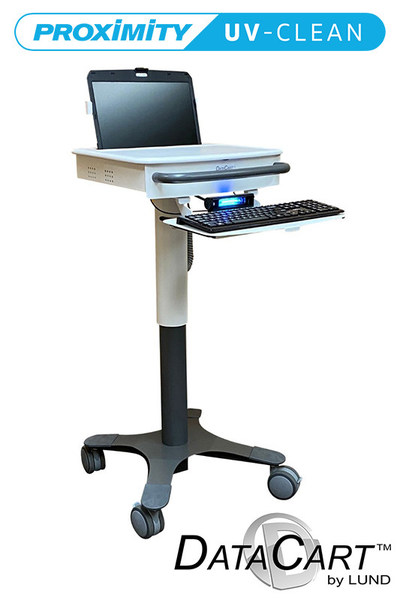 DataCart's mobile workstation using Proximity System's self-disinfecting UV-CLEAN Light technology.