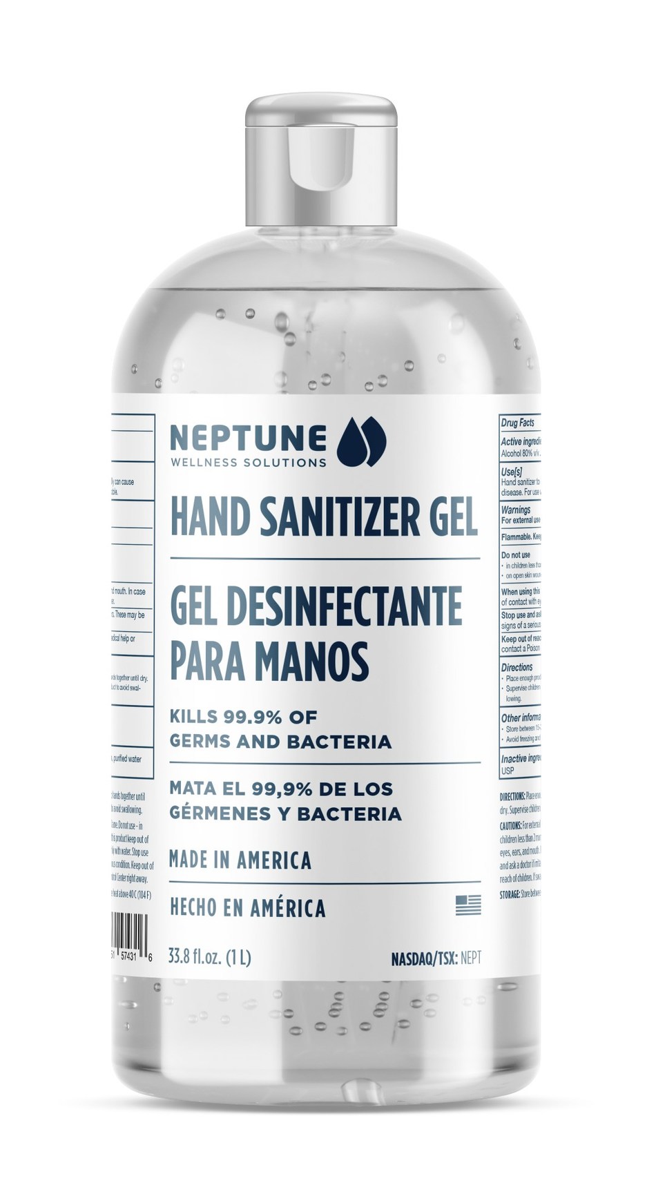 Neptune Wellness Solutions 1 Liter Hand Sanitizer Gel kills 99.9% of germs and bacteria (CNW Group/Neptune Wellness Solutions Inc.)