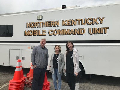 Tony Remington, CEO, Julie Brazil, COO, and Allison Wimmers, Chief of Staff of Gravity Diagnostics at the Independence, KY Kroger drive-thru COVID-19 testing location.