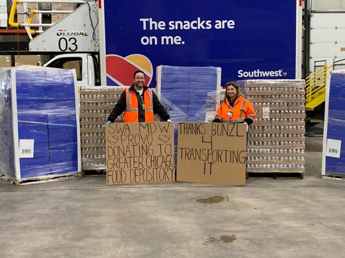 Southwest Airlines Puts Hearts Into Action, donating more than $400,000 in snacks and other provisioning items.