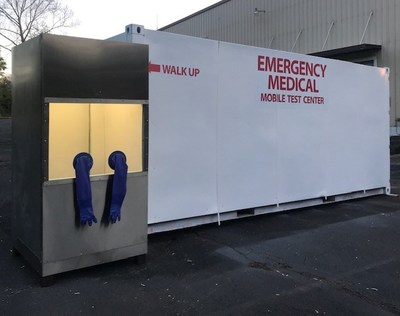 No Contact portable COVID-19 test booth next to Mobile Pathogen Testing Unit (MPTU)