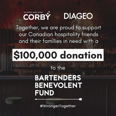 Corby Spirit and Wine and Diageo Canada Banding Together to Support Hospitality Workers Displaced by COVID-19 Closures (CNW Group/Corby Spirit and Wine Communications)
