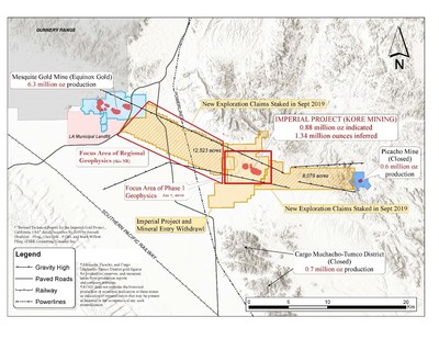 Figure 1 – Imperial Claims Controlling the Mesquite-Imperial-Picacho Gold District (CNW Group/Kore Mining)